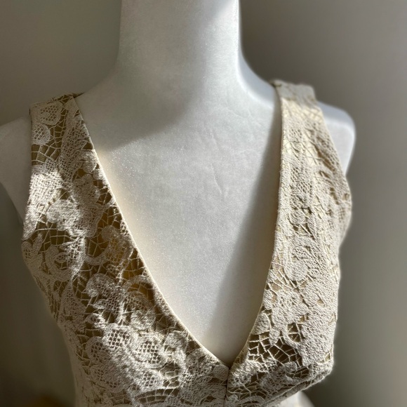BHLDN James Coviello Dress / Anthropologie Cream and Gold shimmer - Picture 4 of 16